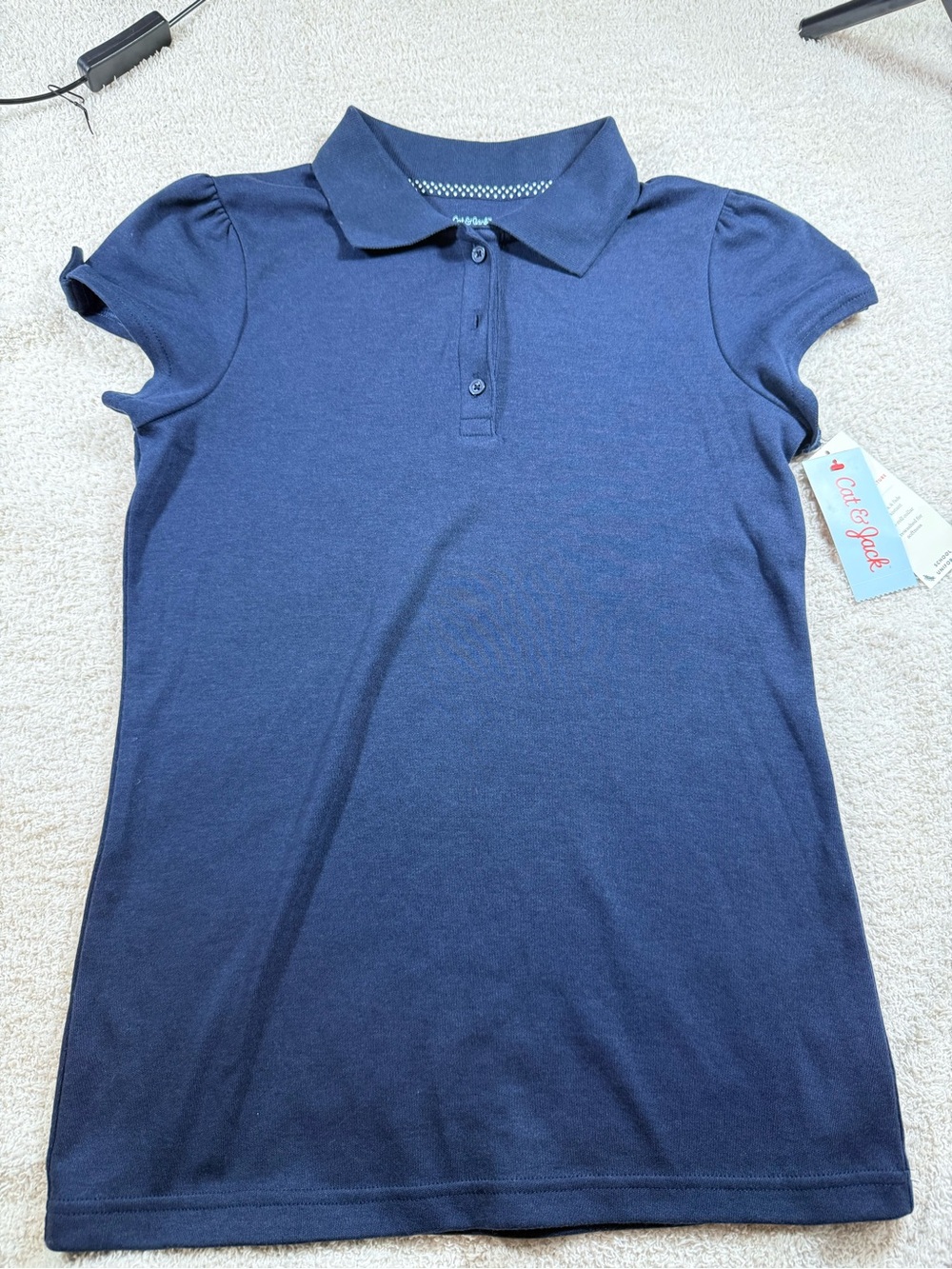 Cat & Jack Girls XL 14 Navy School Uniform Polo Dress NWT Short Sleeve
